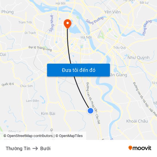 Thường Tín to Bưởi map