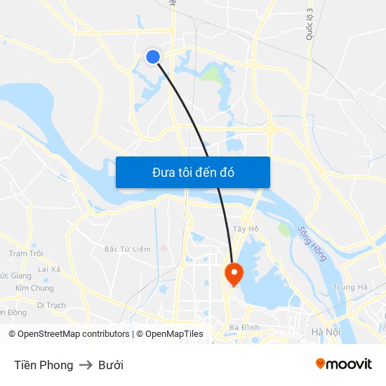 Tiền Phong to Bưởi map