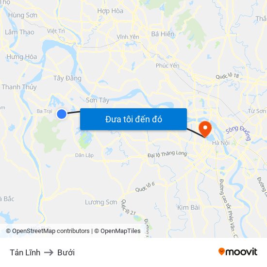 Tản Lĩnh to Bưởi map