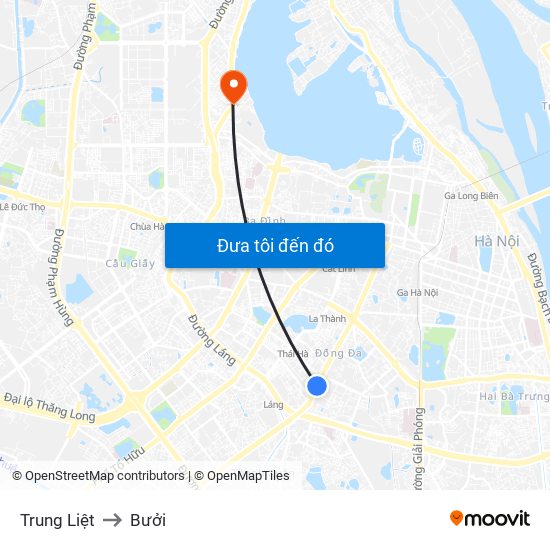 Trung Liệt to Bưởi map