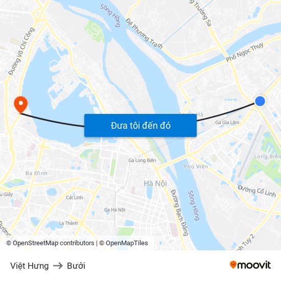 Việt Hưng to Bưởi map