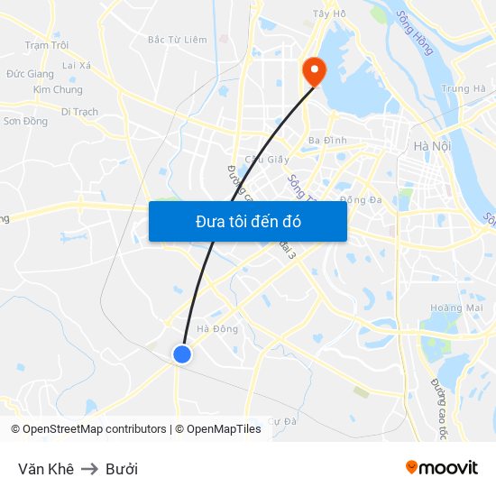 Văn Khê to Bưởi map
