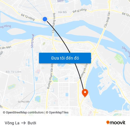 Võng La to Bưởi map