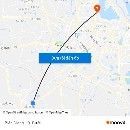 Biên Giang to Bưởi map