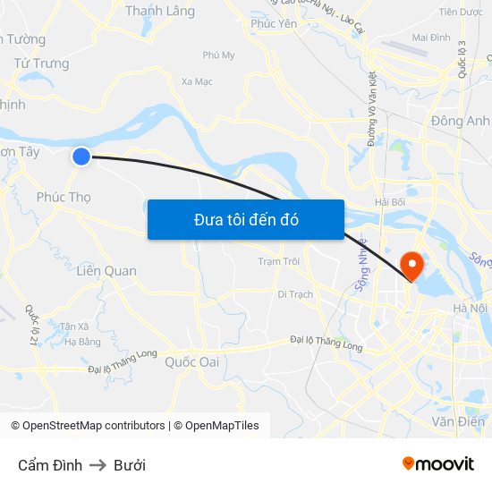 Cẩm Đình to Bưởi map