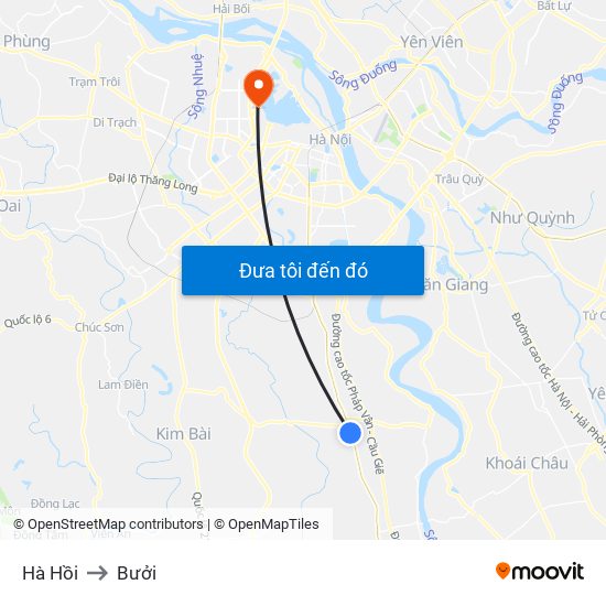 Hà Hồi to Bưởi map