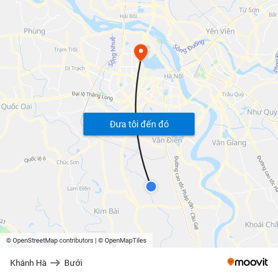 Khánh Hà to Bưởi map