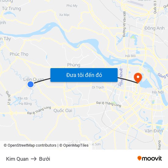 Kim Quan to Bưởi map