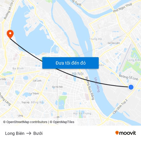 Long Biên to Bưởi map