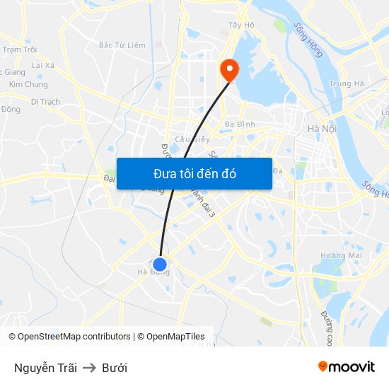 Nguyễn Trãi to Bưởi map