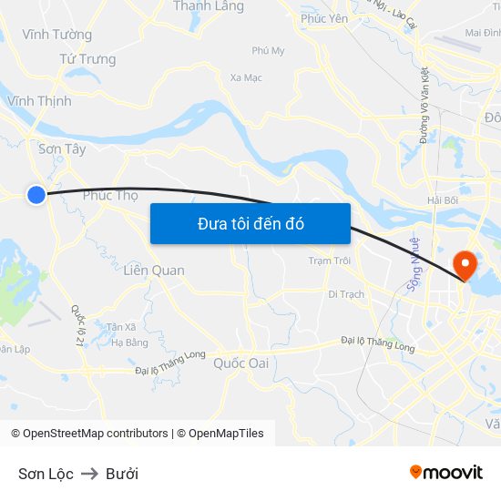 Sơn Lộc to Bưởi map