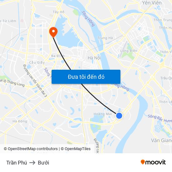 Trần Phú to Bưởi map