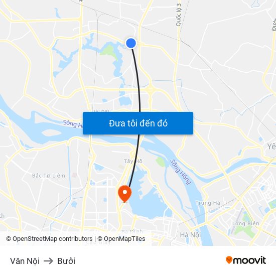 Vân Nội to Bưởi map