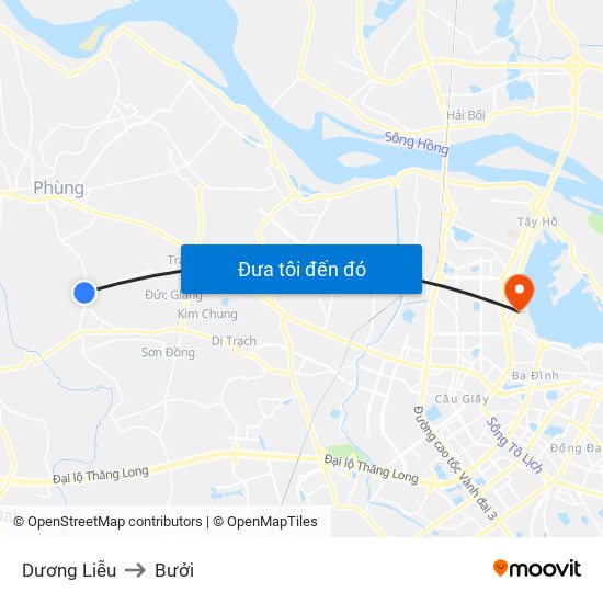 Dương Liễu to Bưởi map