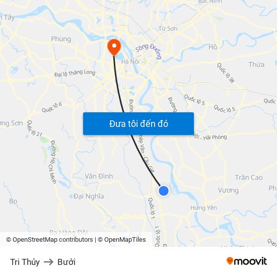 Tri Thủy to Bưởi map