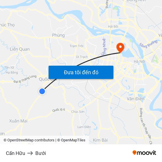 Cấn Hữu to Bưởi map