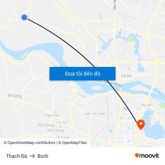 Thạch Đà to Bưởi map