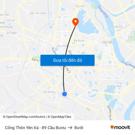 Cổng Thôn Yên Xá - 89 Cầu Bươu to Bưởi map