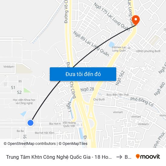 Trung Tâm Khtn Công Nghệ Quốc Gia - 18 Hoàng Quốc Việt to Bưởi map