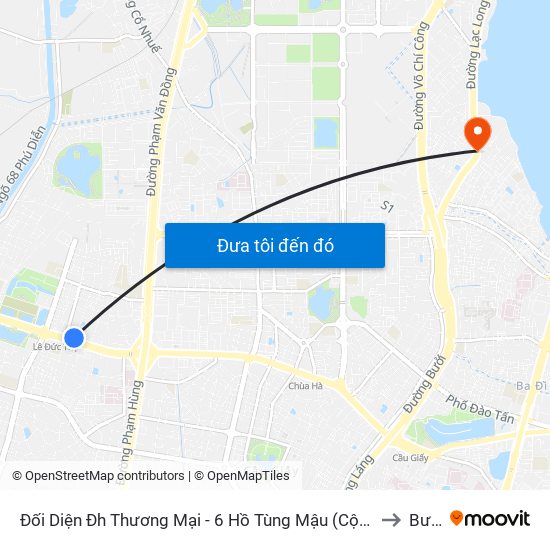 Đối Diện Đh Thương Mại - 6 Hồ Tùng Mậu (Cột Sau) to Bưởi map