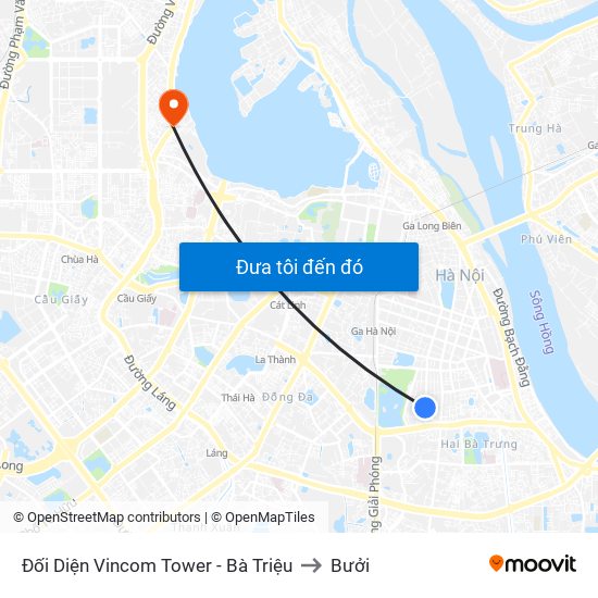 Đối Diện Vincom Tower - Bà Triệu to Bưởi map