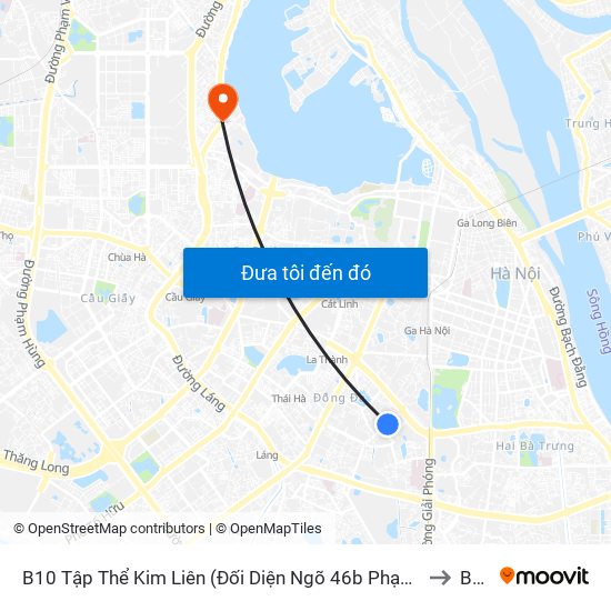 B10 Tập Thể Kim Liên (Đối Diện Ngõ 46b Phạm Ngọc Thạch) to Bưởi map