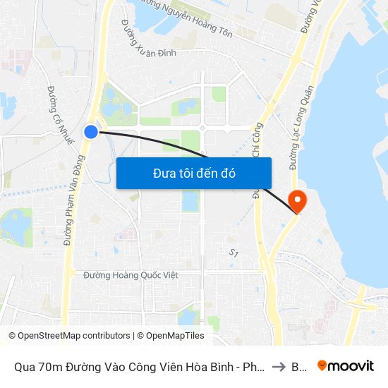 Qua 70m Đường Vào Công Viên Hòa Bình - Phạm Văn Đồng to Bưởi map