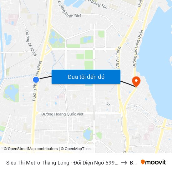 Siêu Thị Metro Thăng Long - Đối Diện Ngõ 599 Phạm Văn Đồng to Bưởi map