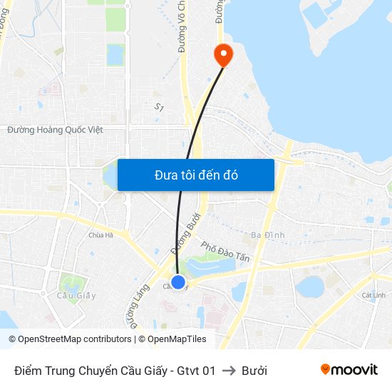 Điểm Trung Chuyển Cầu Giấy - Gtvt 01 to Bưởi map