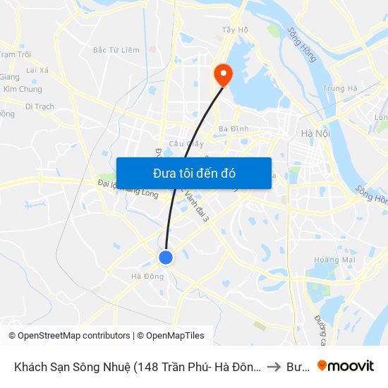 Khách Sạn Sông Nhuệ (148 Trần Phú- Hà Đông) to Bưởi map