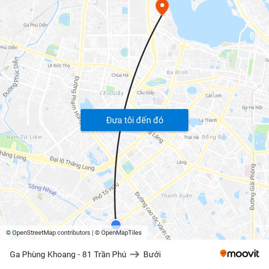 Ga Phùng Khoang - 81 Trần Phú to Bưởi map