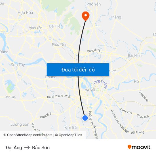 Đại Áng to Bắc Sơn map