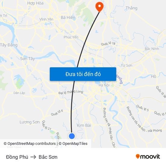 Đồng Phú to Bắc Sơn map