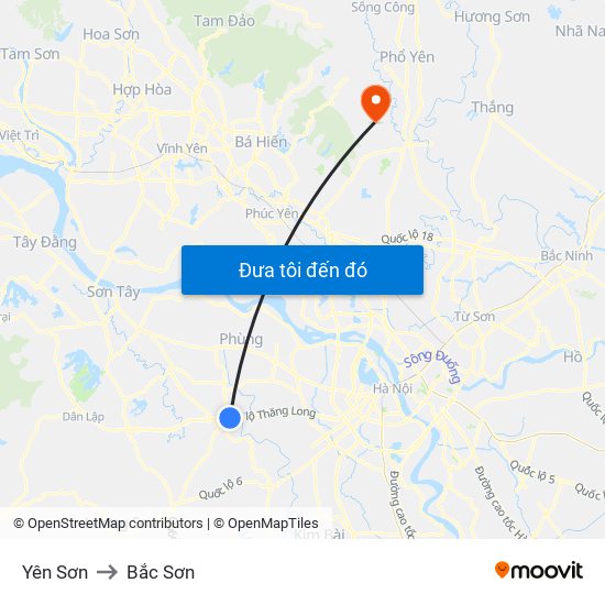 Yên Sơn to Bắc Sơn map