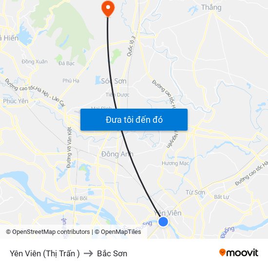 Yên Viên (Thị Trấn ) to Bắc Sơn map