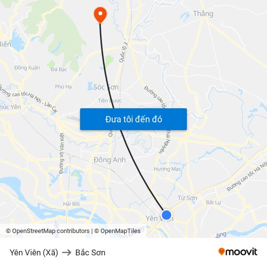 Yên Viên (Xã) to Bắc Sơn map