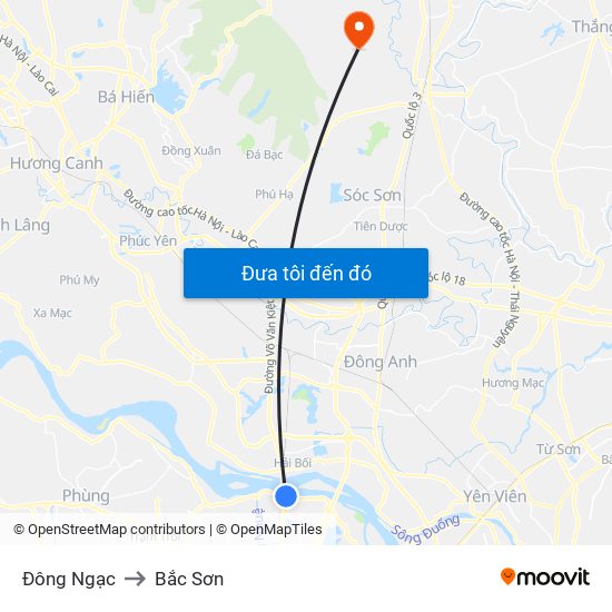 Đông Ngạc to Bắc Sơn map