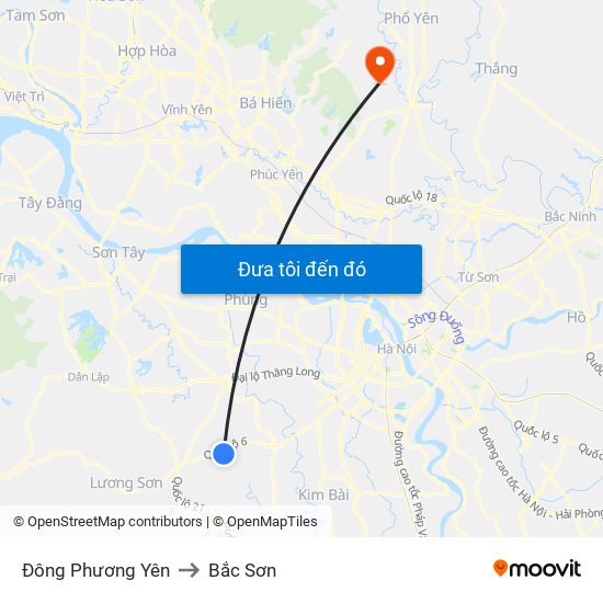 Đông Phương Yên to Bắc Sơn map