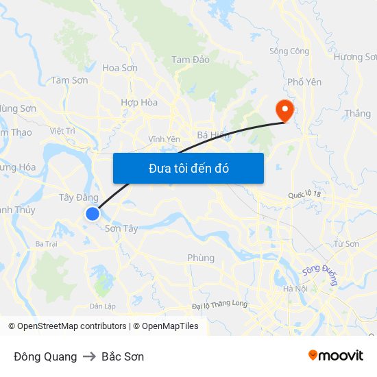 Đông Quang to Bắc Sơn map