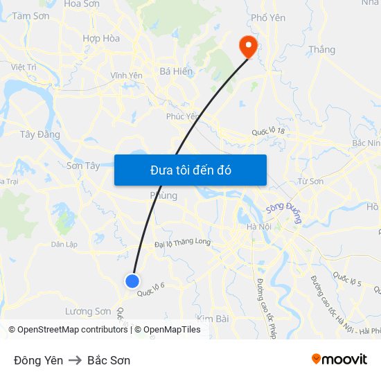 Đông Yên to Bắc Sơn map