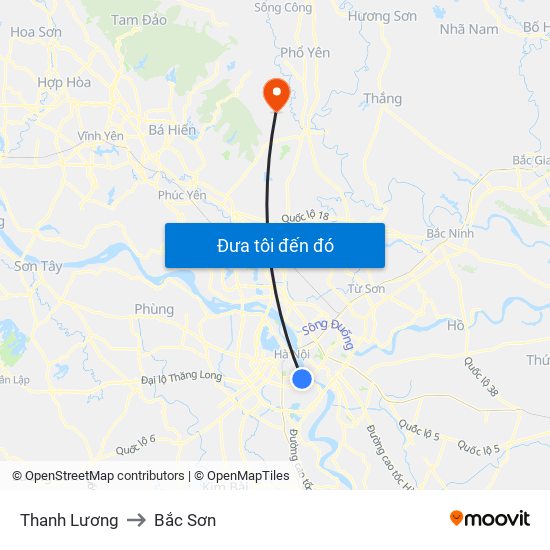 Thanh Lương to Bắc Sơn map
