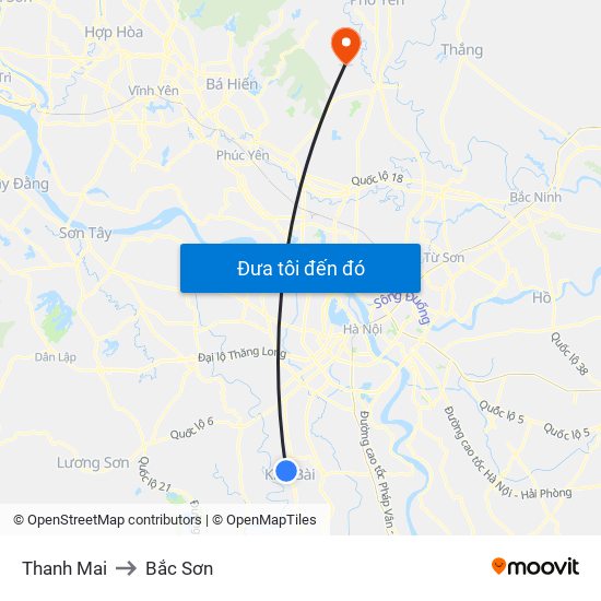 Thanh Mai to Bắc Sơn map