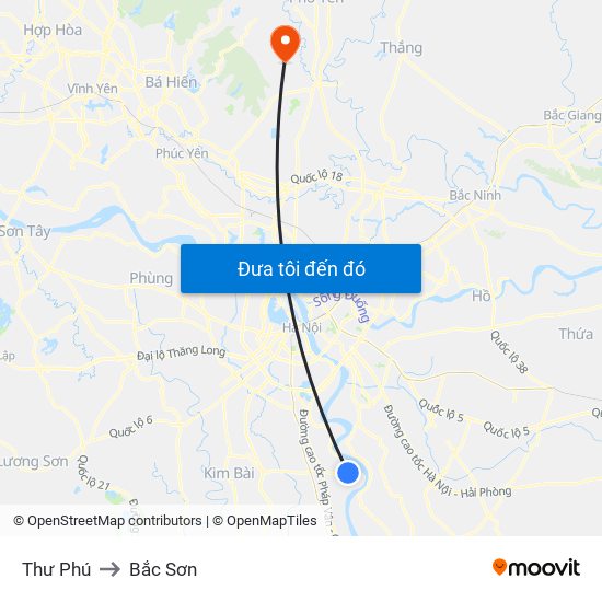 Thư Phú to Bắc Sơn map