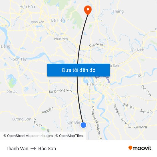 Thanh Văn to Bắc Sơn map