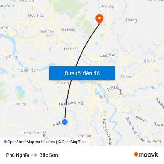 Phú Nghĩa to Bắc Sơn map