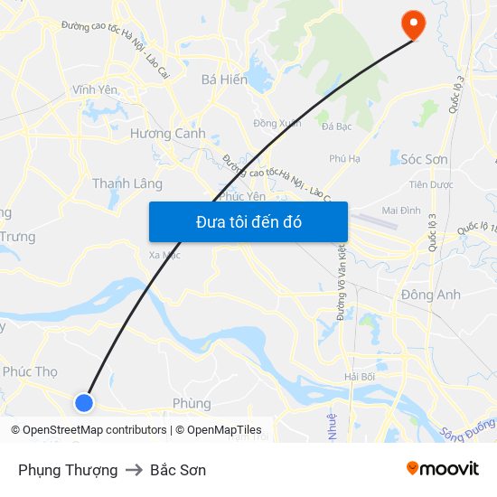 Phụng Thượng to Bắc Sơn map