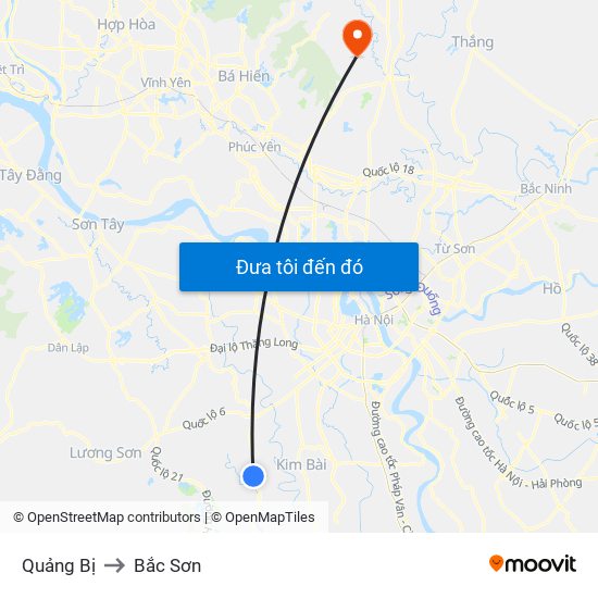 Quảng Bị to Bắc Sơn map
