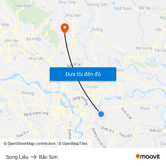 Song Liễu to Bắc Sơn map