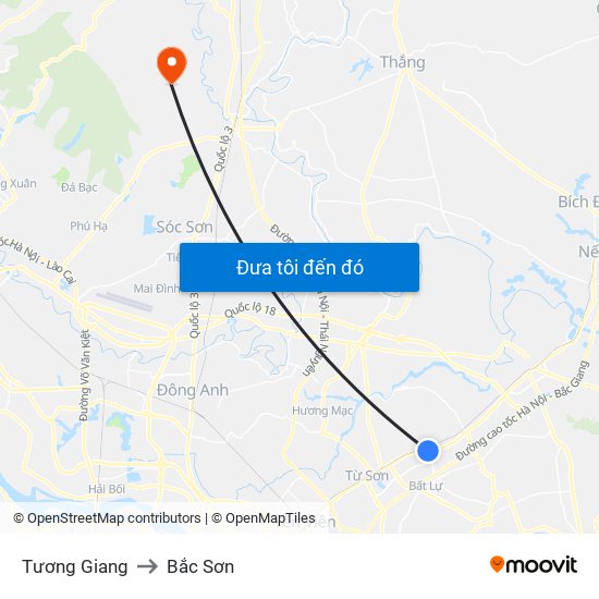 Tương Giang to Bắc Sơn map