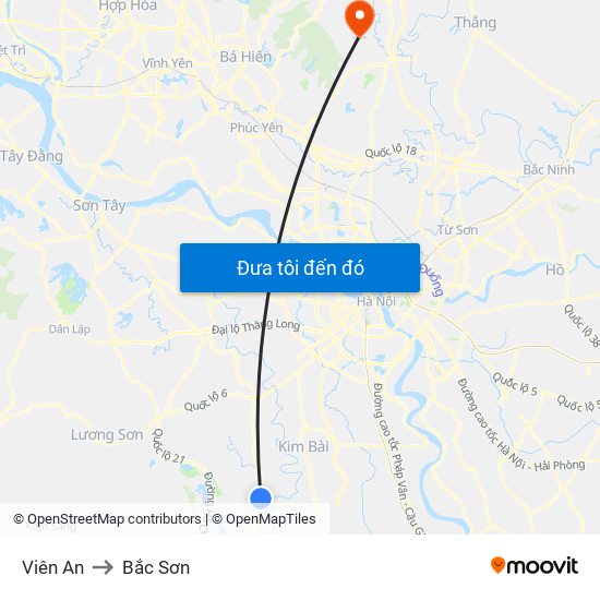 Viên An to Bắc Sơn map